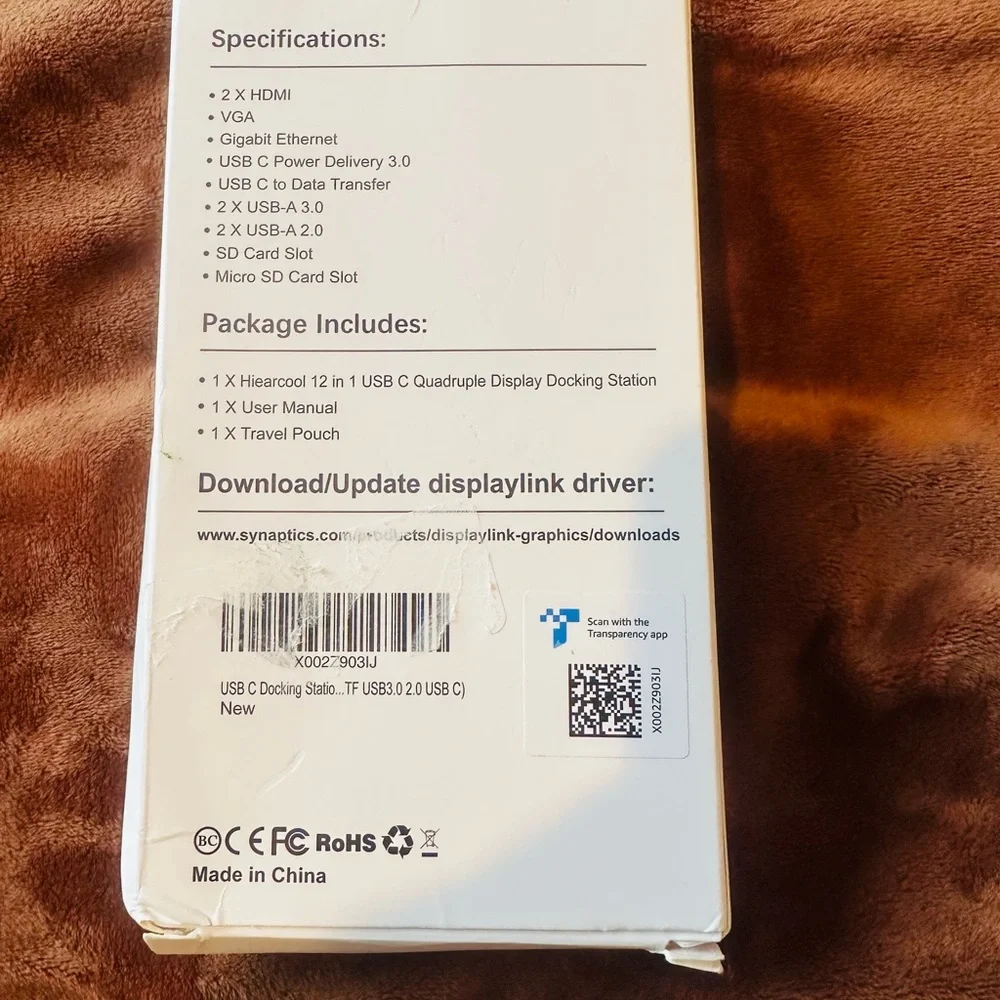 Hiearcool Docking Station for laptop, Quadruple Display USB C 12 in 1 New